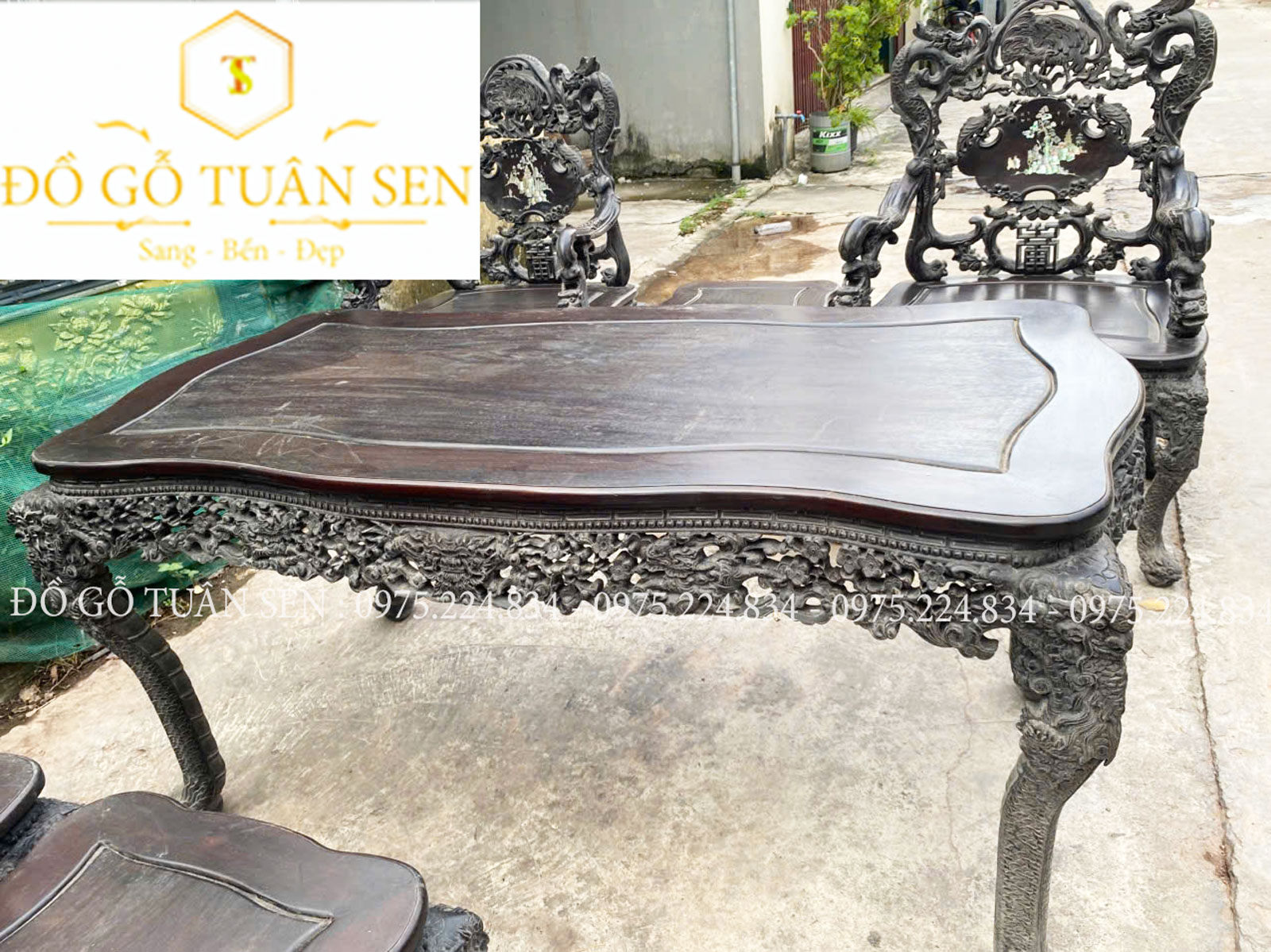 Thông tin kích thước bộ khánh rồng gỗ gụ khảm ốc